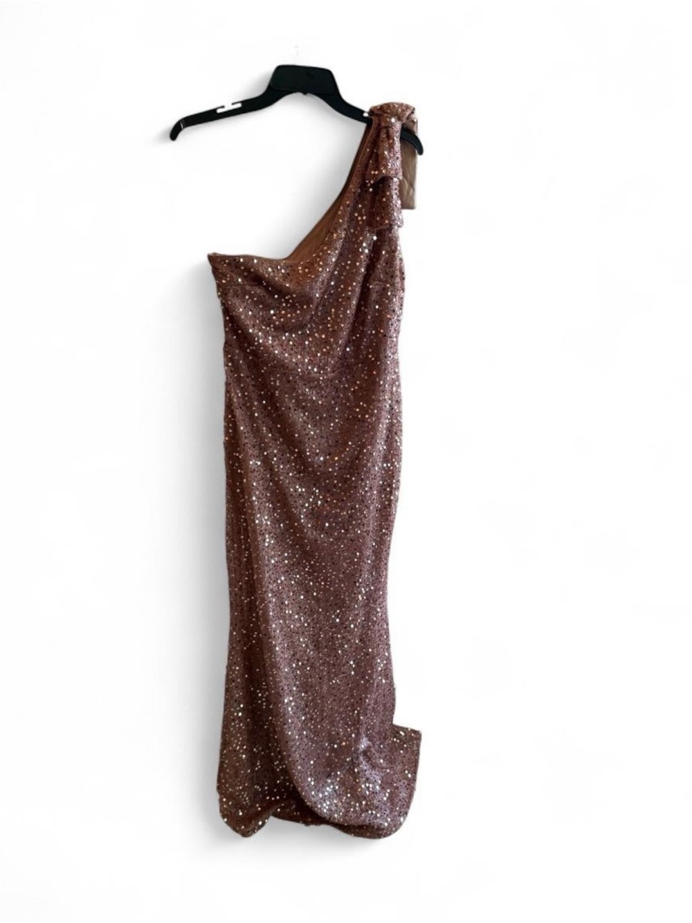 One-Shoulder mauve Sequin Evening Dress